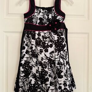 Elegant Black and White Floral Kids Dress